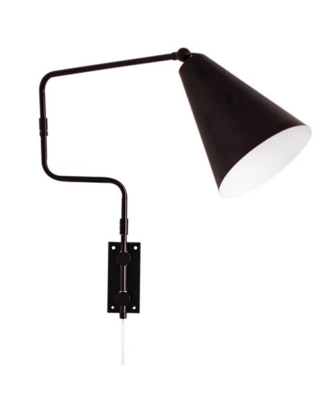 Yukon vegglampe, høyde 43 cm, Matt sort