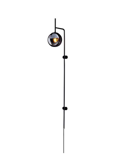 Boyle XL vegglampe, høyde 135 cm, med 250 cm ledning, Røykfarget glass