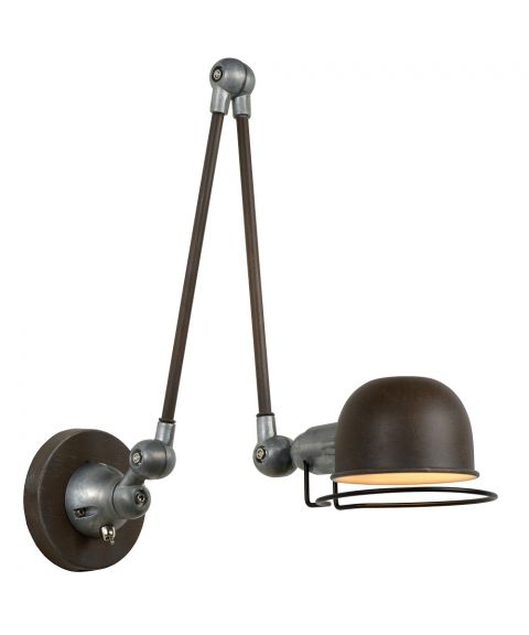 Honore vegglampe for fast montering, lang arm, Rustfarget