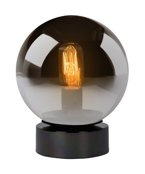 Jorit bordlampe, høyde 24 cm, Sort / Røykfarget glass
