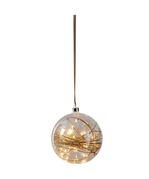 Glow glasskule 20 cm med kvist, ledning og stikk