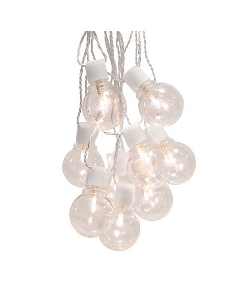 LED lyslenke, Klare pærer (x16), 450 cm hvit kabel
