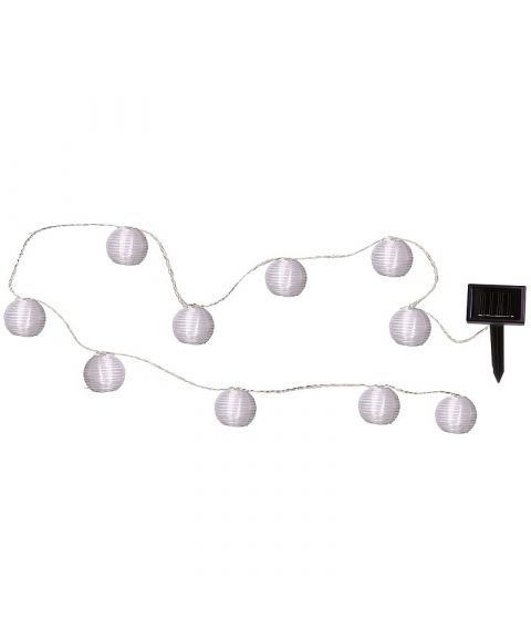 Festival lysslynge, Solcelle, LED, Risballer (x10), diameter 7,5 cm, Hvite