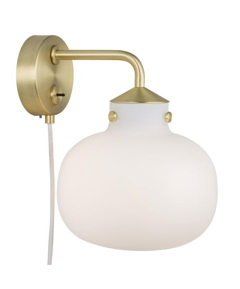 Raito vegglampe, fremspring 25 cm, Opalhvit
