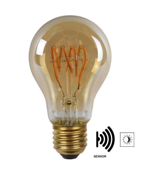 Classic E27 A60 Spiral LED 4W 230lm 2200K Rav, Med lyssensor