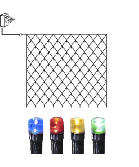 Nett Serie LED 3x3m 180 lys, Sort kabel, Flerfarget lys