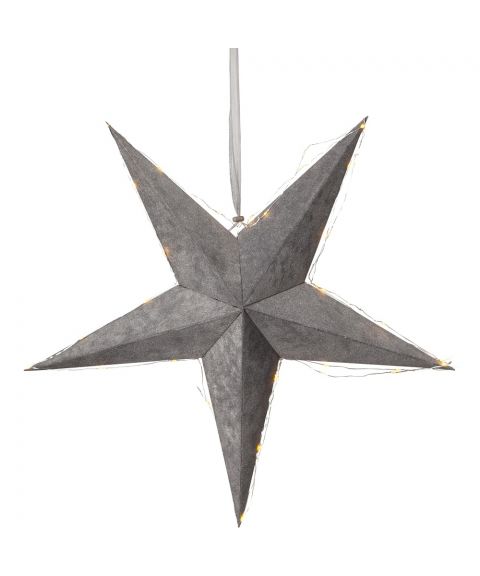 Velvet stjerne 60 cm, for batteri, med timer, Grå