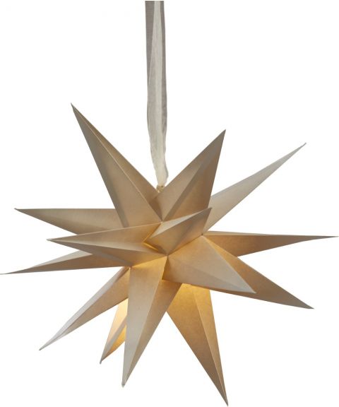 December papirstjerne, diameter 35 cm, uten oppheng, beige