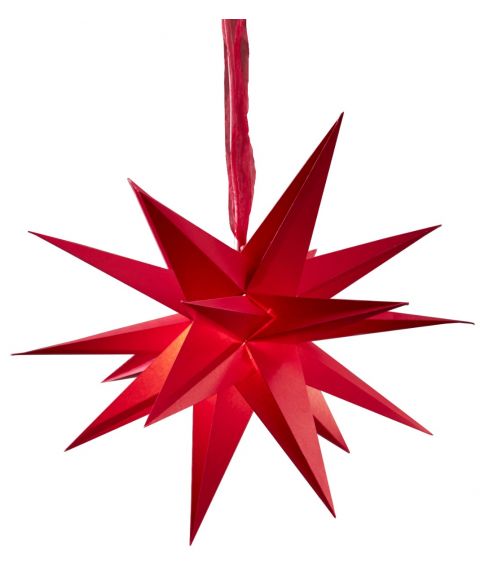 December papirstjerne, diameter 35 cm, uten oppheng, rød