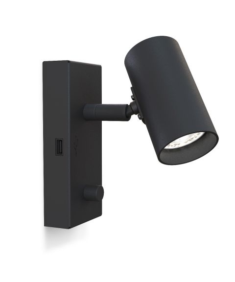 Tyson V5078 vegglampe med dimmer og USB (venstre)