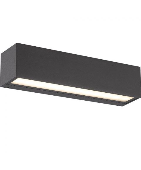 Kyoto K2 vegglampe, lysåpning opp og ned, bredde 25 cm, 15W LED 3000K 1200lm, Antrasitt