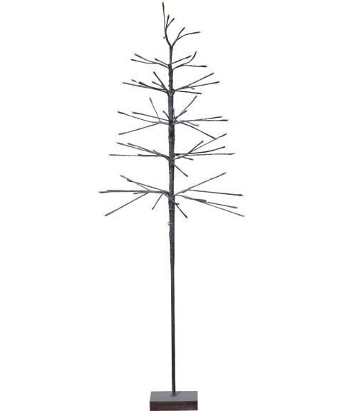 Dekorasjonstre med varmhvitt LED-lys (x63), høyde 150 cm, Brun