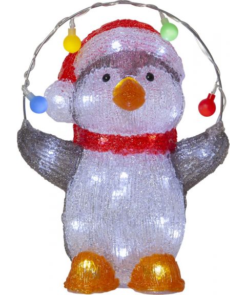 Crystalo sjonglerende pingvin, IP44 LED (x40), kaldhvitt lys, høyde 30 cm
