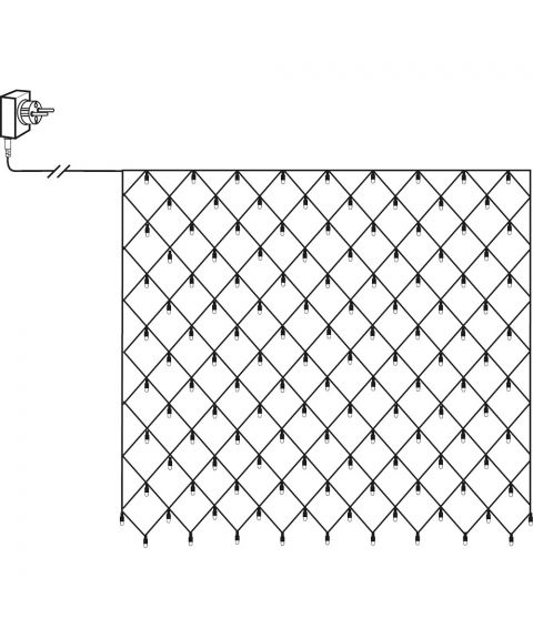 Serie LED (x200) nett 3x3m, Crispy Ice 3000K, Sort kabel