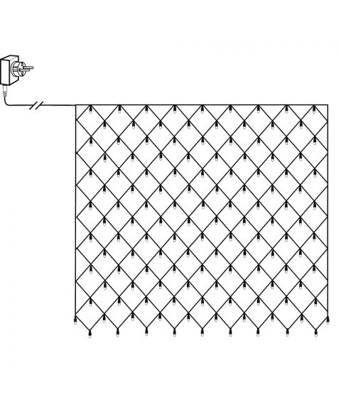 Serie LED (x160) nett 2x2m, Crispy Ice 3000K, Sort kabel