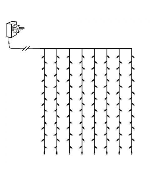 Serie LED (x120) gardin 1,3x2m, Crispy Ice LED 3000K, Sort kabel