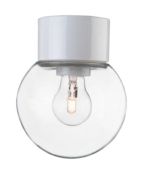 Classic Glob 150 taklampe, E27 IP54, Klart glass