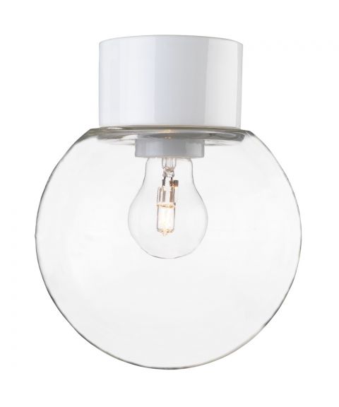 Classic Glob 180 taklampe, E27 IP54, Klart glass