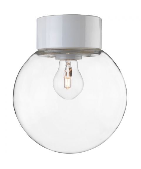 Classic Glob 200 taklampe, E27 IP54, Klart glass