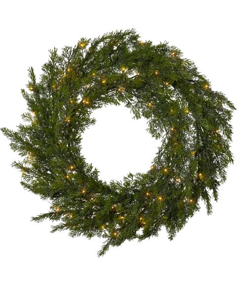 Thuja krans, diameter 60 cm, for batteri, med timer