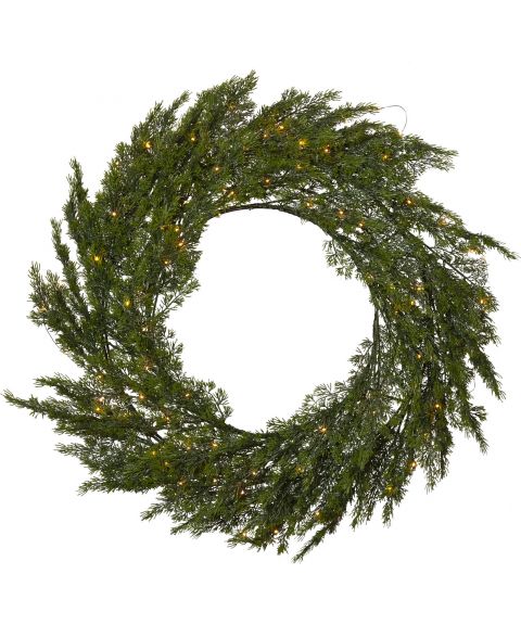 Thuja krans, diameter 80 cm, varmhvit LED (x80), Grønn