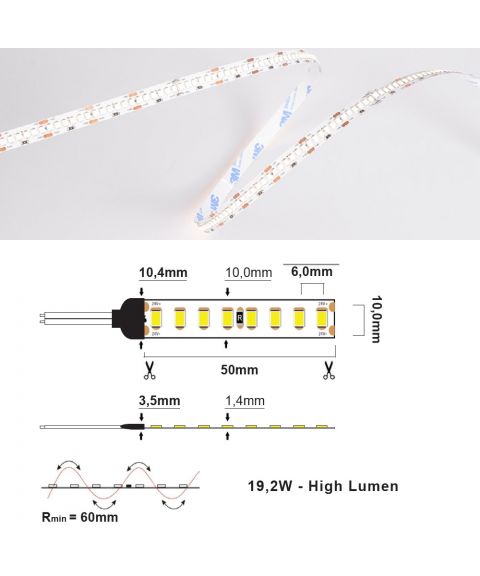 LED Strip 24V IP20 2700K 19,2W/m High lumen, 5 meter pakke