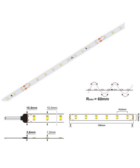 LED strip CC IP20 7,2W/m (24V) - 2700K(10m) CRI>90