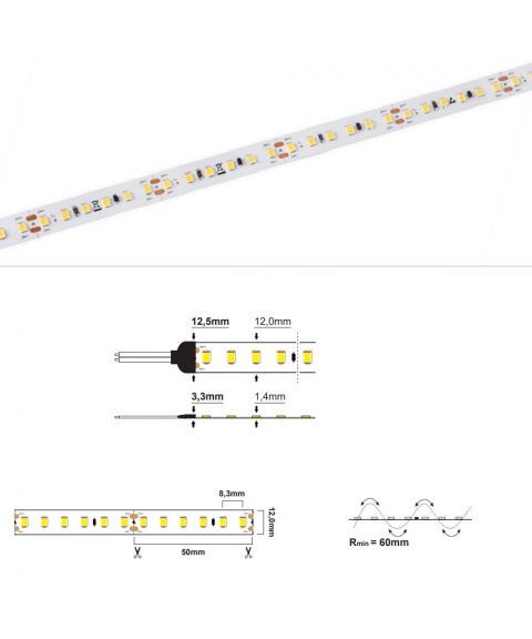 LED strip CC IP20 14,4W/m (24V) - 2700K(10m) CRI>90