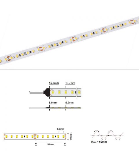 LED strip CC IP67 14,4W/M (24V) - 3000K (10M) CRI>90