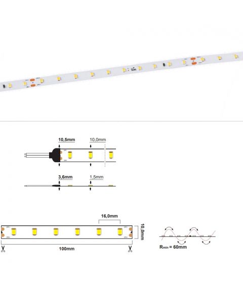 LED strip CC IP20 7,2W/m (24V) - 2700K(20m) CRI>90