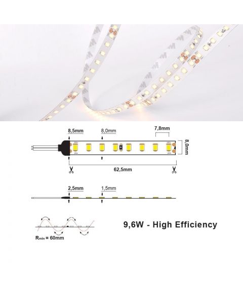 LED strip 9,6W/m 24V IP20 - 2700K (2m)