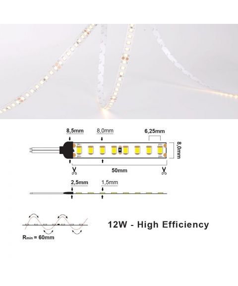 LED strip 24V IP20 12W/m - 2700K (2m)