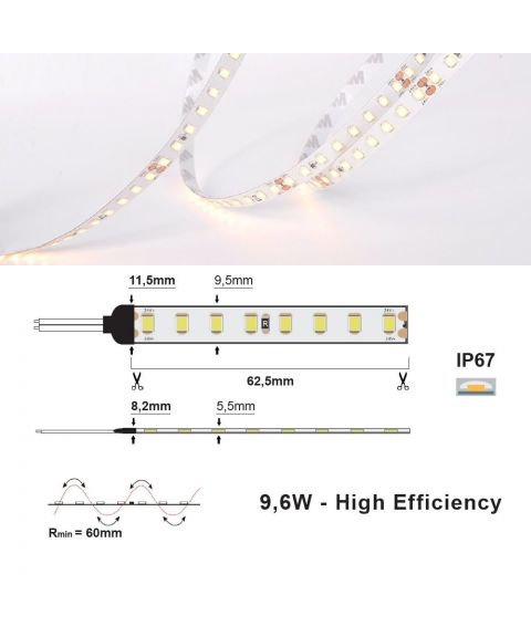 LED strip 9,6W/m 24V IP67 - 2700K (2m)