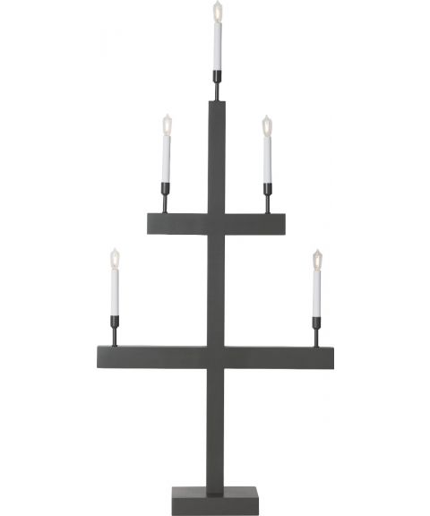 Storm lysestake pyramide med 5 lys, høyde 118 cm, Grå