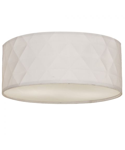 Bendir taklampe med rombemønster, diameter 38 cm, Hvit