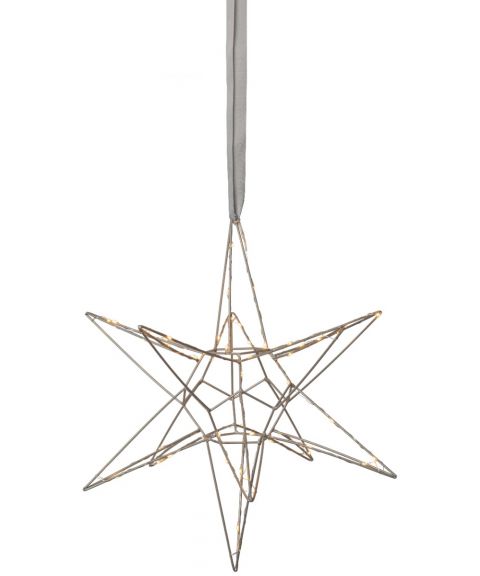Lizzy metallstjerne med LED, diameter 47 cm, Sølv