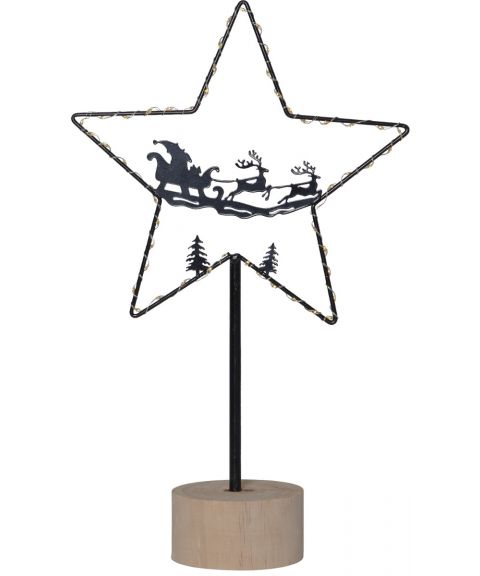 Glimta dekorasjon stjerne, høyde 40 cm, LED (x50) for batteri, med timer