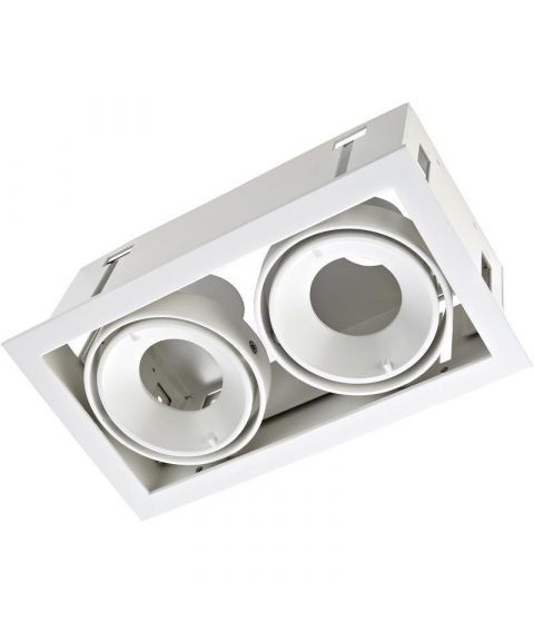 Multidir Evo S dobbel downlight, (inkl. GU10-sokler) med 40° tilt, Hvit, komplett pakkeløsning