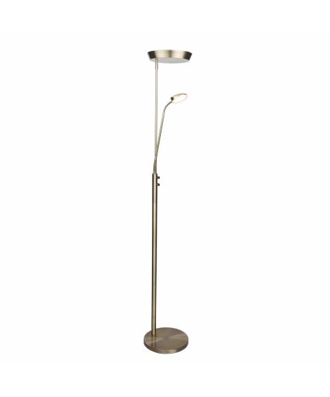 Vegas gulvlampe med Uplight, dimbar 20W+7W LED 3000K, Antikk messing