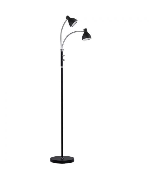 Hudson duo gulvlampe, høyde 120 cm, Sort / Krom