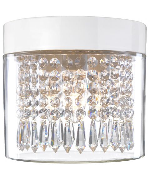 Opus 200 Crystal taklampe IP44, diameter 20 cm, Klart glass / Hvit