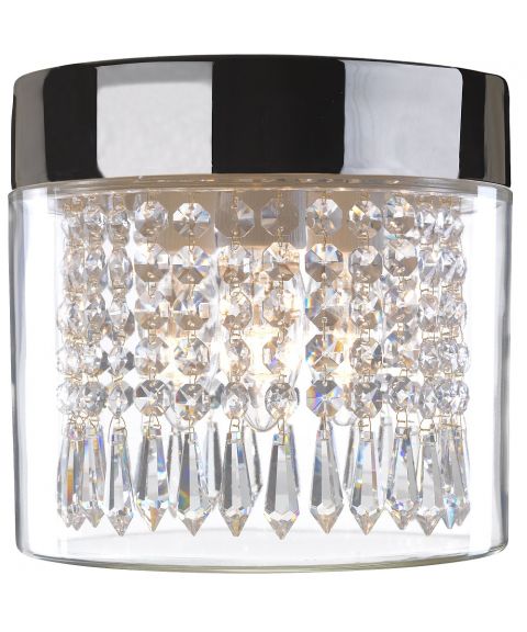 Opus 200 Crystal taklampe IP44, diameter 20 cm, Klart glass / Sort