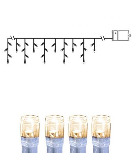 Istapp Dura 230 cm, LED (x120) transparent kabel, for batteri, med timer, Varmhvit (begrenset antall)