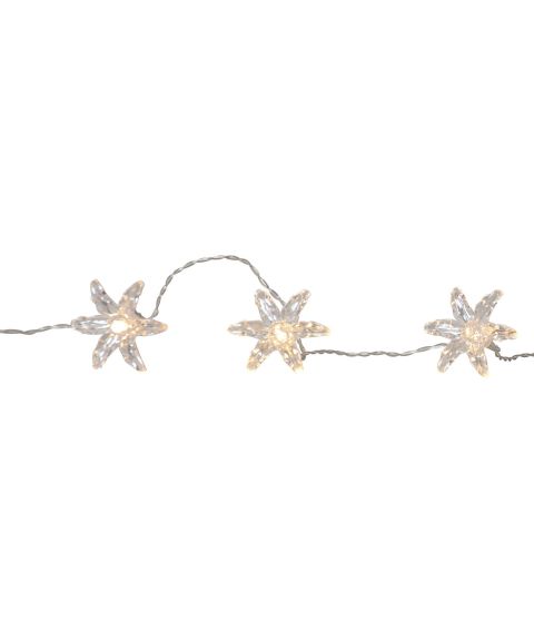 Izy slynge med blomster, LED (x10), for batteri, med timer, varmhvitt lys, lengde 135 cm