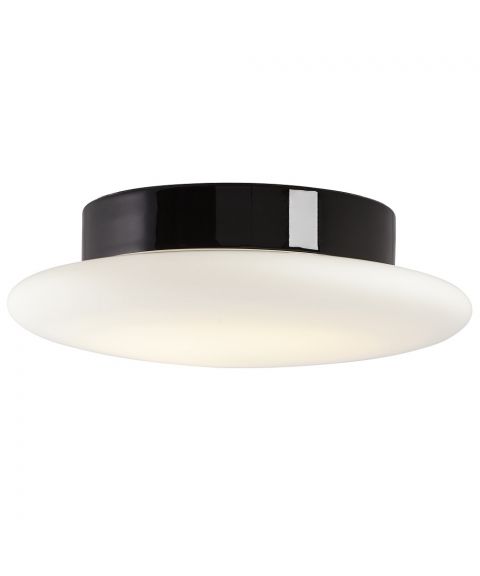 Cairo taklampe IP44, diameter 30 cm, dimbar LED 3000K, Matt opalhvitt glass / Sort