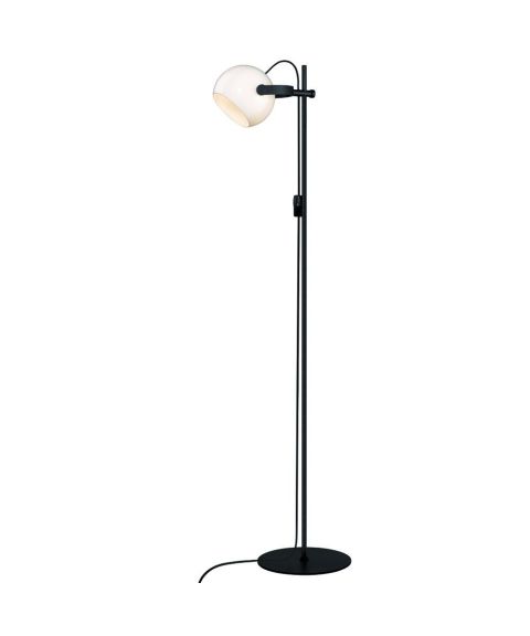D.C gulvlampe, høyde 150 cm, Sort / Opalhvitt glass