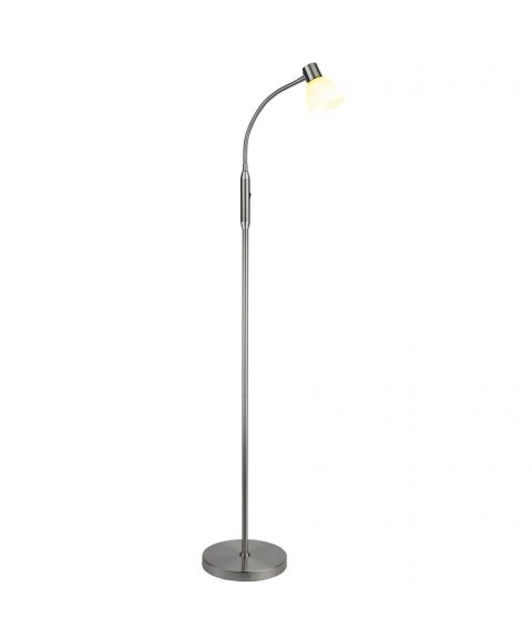 Hudson gulvlampe, høyde 120 cm, Opal glas / Børstet stål