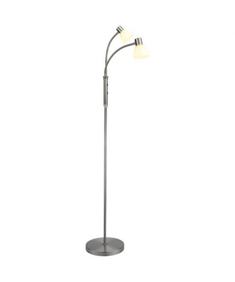 Hudson Duo gulvlampe, høyde 120 cm, Opal glas / Børstet stål