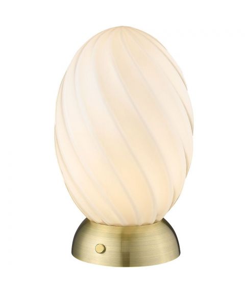 Twist Oval bordlampe, høyde 22 cm, Opalhvit / Antikk messingfarge