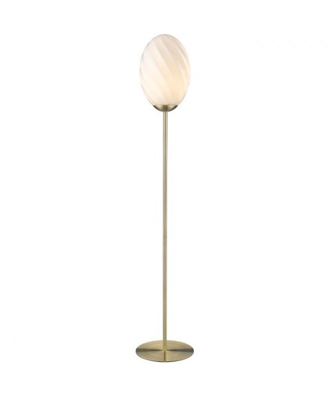Twist Oval gulvlampe, høyde 145 cm, Opalhvit / Antikk messingfarge